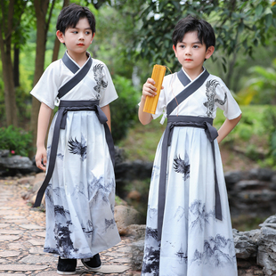 原创汉服霸气中国风男女同款夏装短袖学生班服大码侠客日常套装