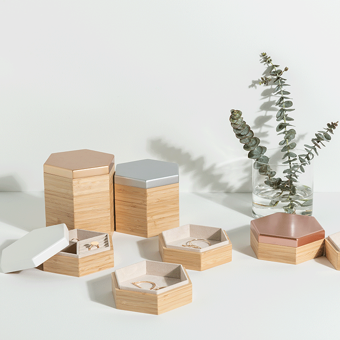 晶小姐创意六边形首饰盒简约欧式首饰收纳盒多层耳饰珠宝饰品盒小