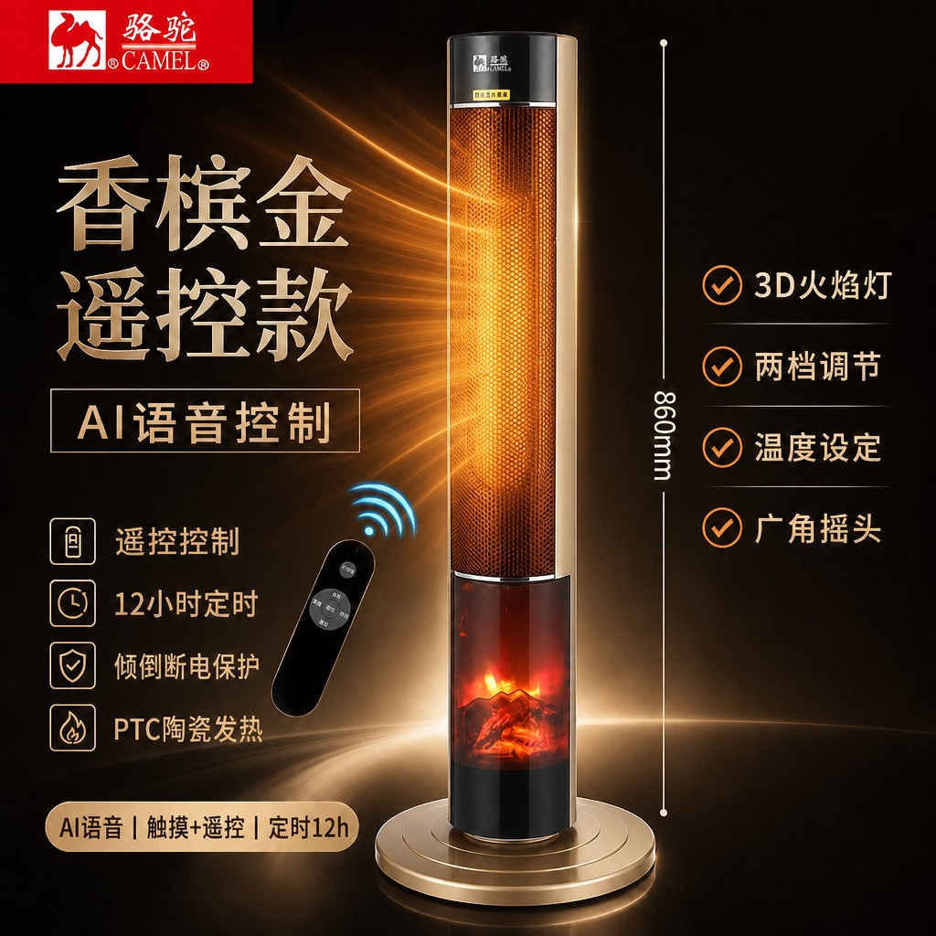 暖风机家用遥控语音仿真火焰洗澡暖风机/取暖器