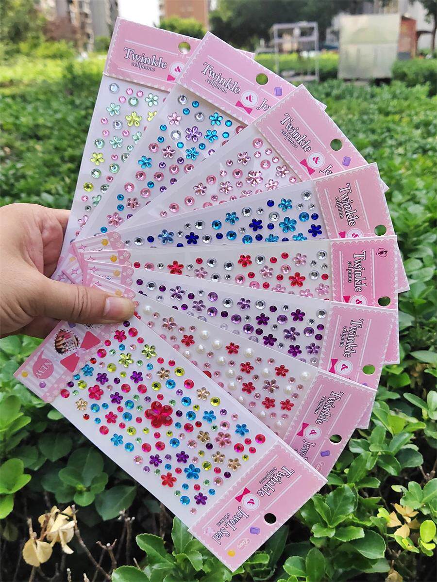 어린이 DIY 다이아몬드 스티커 버튼 다이아몬드 스티커 크리 에이 티브 수제 어린이 크리스탈 다이아몬드 스티커 라인 석 스티커 다채로운 다이아몬드 스티커