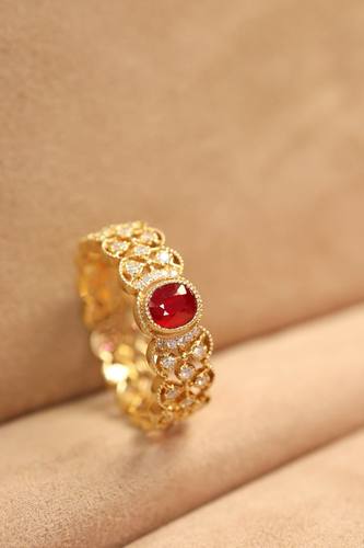 天然红宝石戒指 50分 复古蕾丝设计 高贵优雅气质款