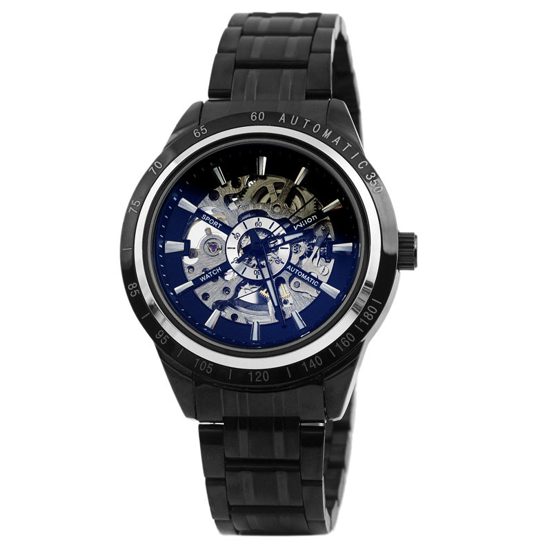 Мужские автоматические механические спортивные часы-скелетон с тритиевой подсветкой