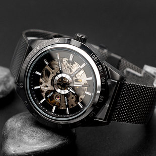 Мужские автоматические механические спортивные часы-скелетон с тритиевой подсветкой