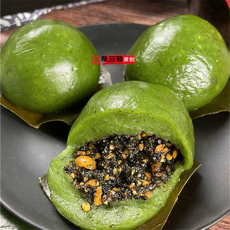 艾叶粑青团大肚粑叶儿粑广西桂林平乐恭城油茶点心手工艾草糍粑