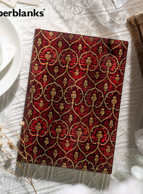 paperblanks佩兰克笔记本本子手账手帐本大学生精致文艺送礼礼物办公读书阅读笔记摘抄软壳便携红色天鹅绒