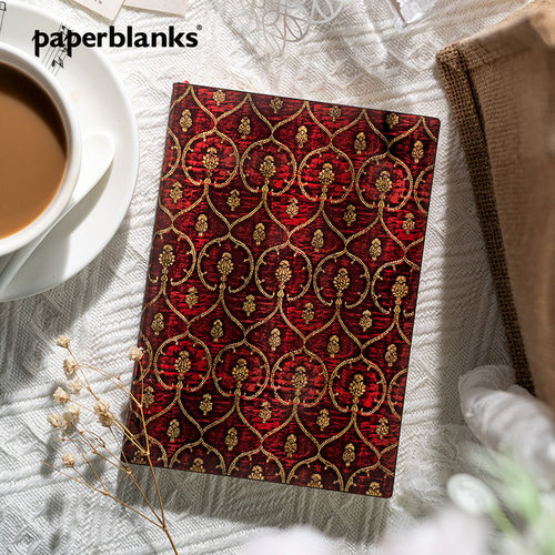 paperblanks佩兰克笔记本本子手账手帐本大学生精致文艺送礼礼物办公读书阅读笔记摘抄软壳便携红色天鹅绒
