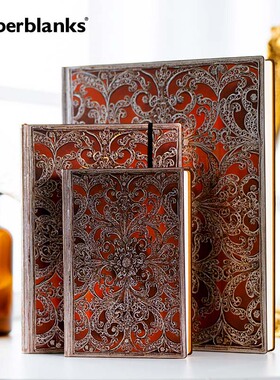 paperblanks复古笔记本古银窗花系列记事本日记本大小本子高颜值软壳手账手帐本学习学生复古文具礼物石榴石
