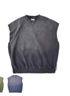 SONOFLOONG复古水洗坎肩做旧破坏背心无袖卫衣夏男MONDO VISVIM潮