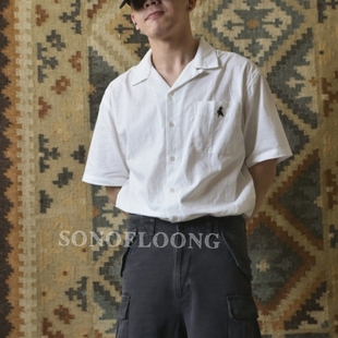 SONOFLOONG复古休闲老钱风古巴领衬衫 衬衣vintage刺绣RRL 宽松短袖