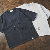 口袋tee美式 SONOFLOONG重磅复古水洗做旧补丁短袖 T恤泼墨半袖 刺子