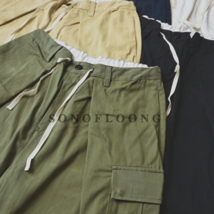 SONOFLOOONG复古廓形大兜工装裤短裤气球裤A复古五分裤潮全棉日系