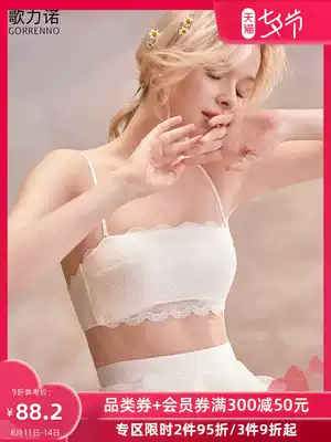 Bandeau underwear women's thin chest-wrapped white bra without steel ring shoulder strap non-slip gathered small chest anti-naked bra