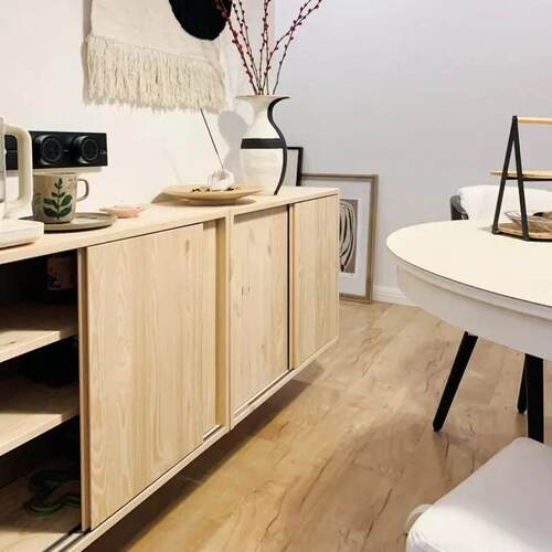 原木双开门北欧简约落地储物柜