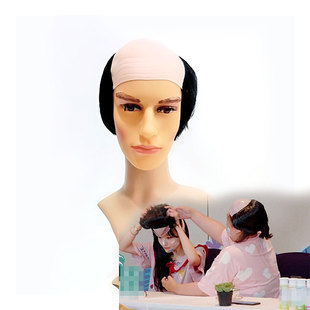 直秃头地中海假发抖音直播男士短黑高温丝头套小品道具日本武士发