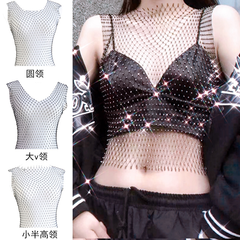 镶钻内穿外搭闪亮夜店时尚背心