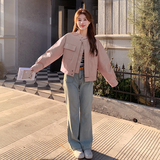 现货秋季新款小立领皮衣纯色短款大口袋外套253A-2201-P120-K188，女装皮衣，浙宝253A