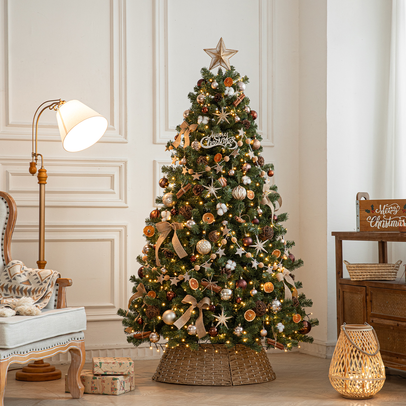 2025新款圣诞树大型客厅家用发光圣诞节装饰品DIY商场场景布置