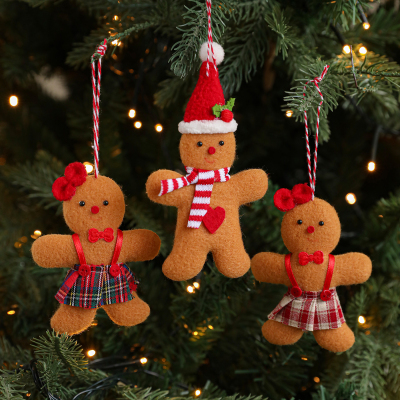 新款圣诞节装饰品圣诞树挂件挂饰毛绒布艺娃娃玩偶姜饼人礼物道具