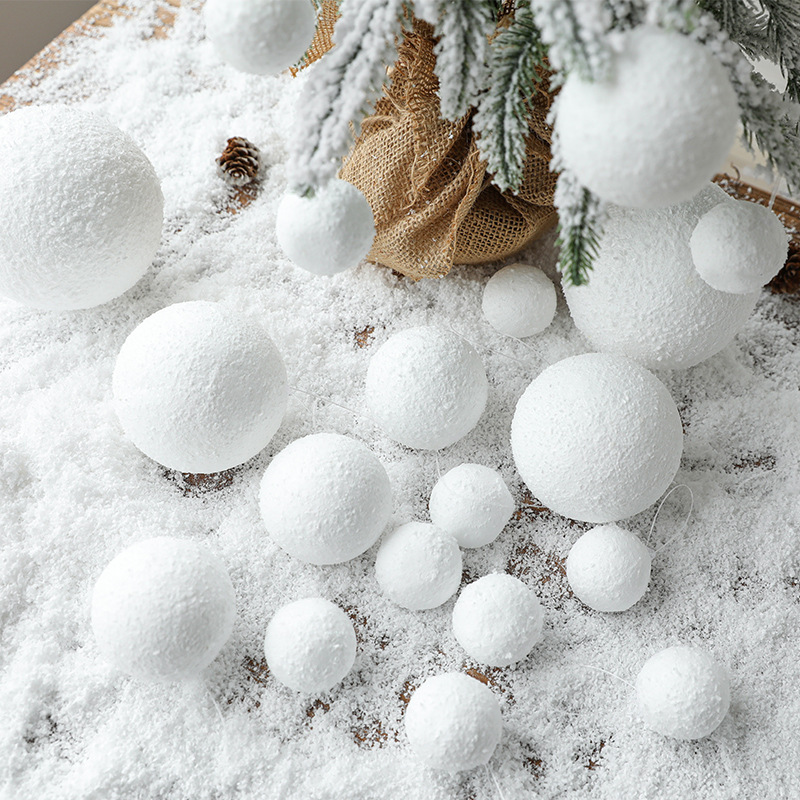圣诞白色泡沫球雪球圣诞树装饰挂饰挂件吊球饰品派对氛围用品
