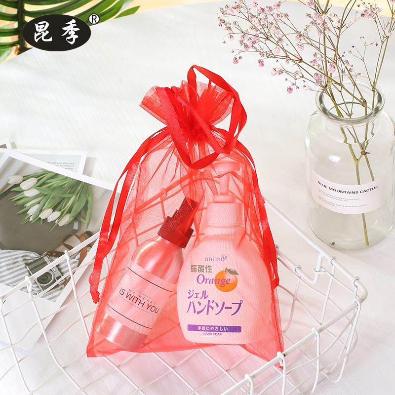 玫瑰花雪纱袋美式礼品袋粉色结婚喜糖袋首饰品护肤品试用装包装袋