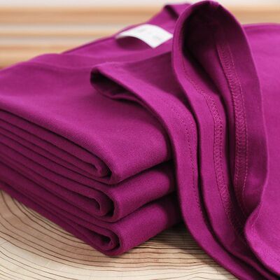 重磅葡萄紫短袖t恤女 复古小众火龙果色纯棉宽松打底衫上衣男夏季