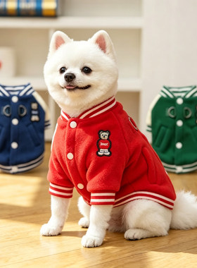棒球服猫咪衣服毛衣服宠物狗狗秋冬摇粒绒衣泰迪柯基法五毛猫用品
