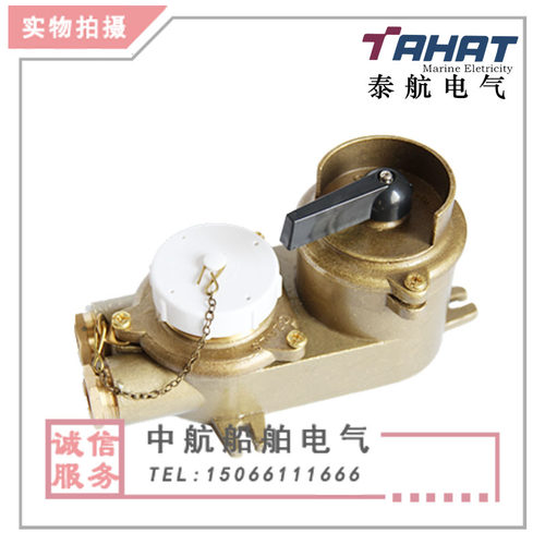 泰航亮舟海星船用铜质带联锁开关插座CZKLS2-2/D1/D2/D3金属防水
