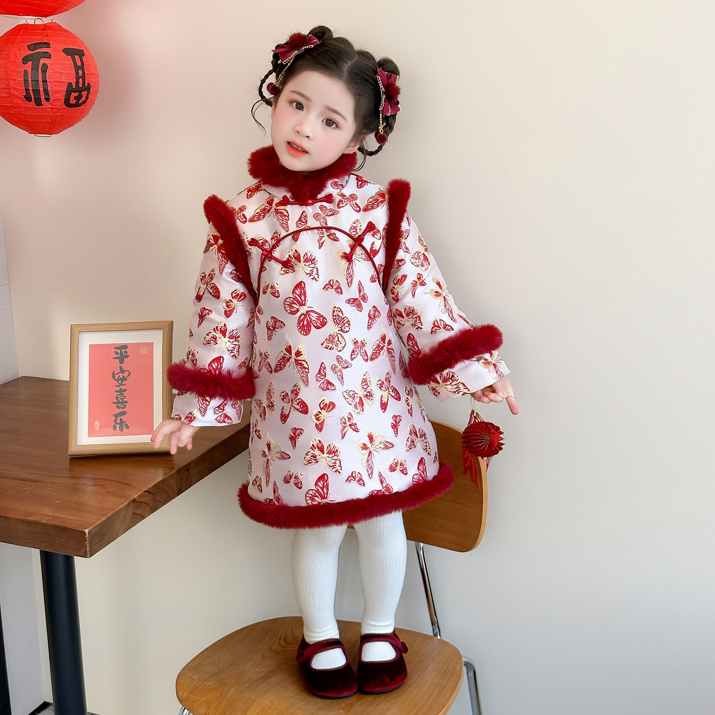 女小童中国风旗袍裙冬款儿童喜庆拜年服冬装女宝宝新中式公主裙潮