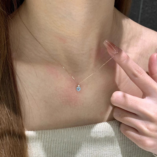海蓝宝爱心吊坠项链女款2025新款