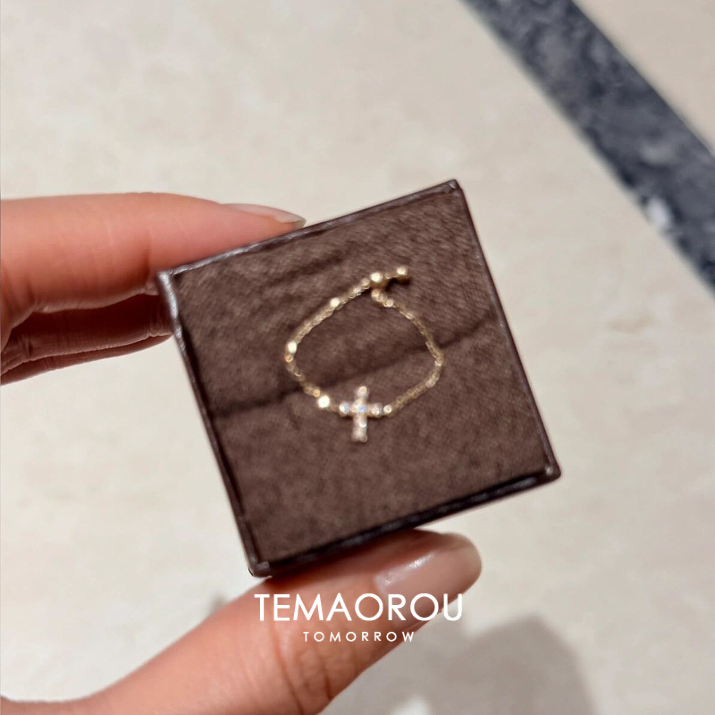 mini十字架戒指可抽拉食指戒