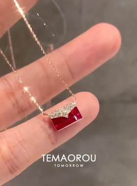 爆闪镶钻红色包包吊坠项链精