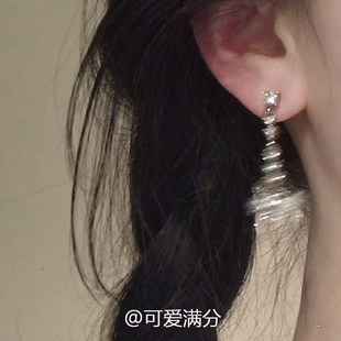 「星蝶夜宴」韩系爆闪锆石蝴蝶结流苏耳针千金感甜美气质银色耳饰