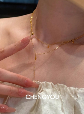 新中式金色雪花极细项链