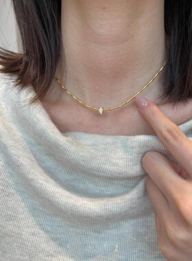 新中式国风金色拼接竹节项链女