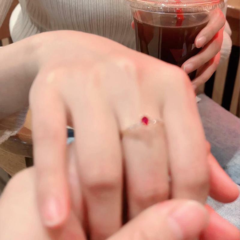 S925纯银鸽血红锆石戒指女