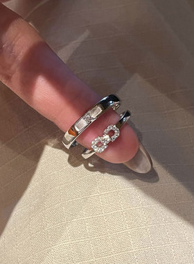 闪钻情侣对戒戒指秋冬叠戴食指戒