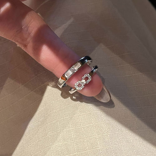 闪钻情侣对戒戒指秋冬叠戴食指戒