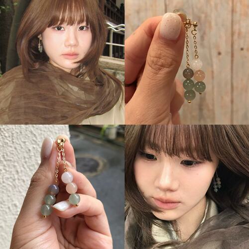 新中式复古撞色流苏串珠耳钉女2