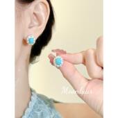 法式 绿松石耳钉女款 秋冬耳环轻奢小众高级感独特气质百搭耳夹耳饰