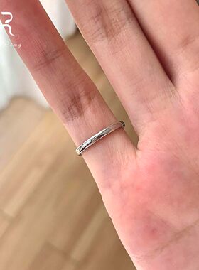 韩系中古银色素圈戒指女