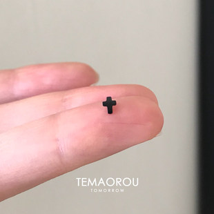 mini哑光黑色十字架五角星耳蜗钉穿刺耳骨钉耳饰免摘养耳洞耳钉