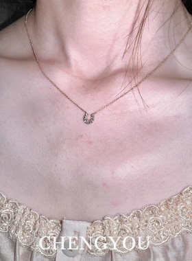 S925纯银极细马蹄扣项链女款2025新款高级感轻奢小众颈链锁骨链女