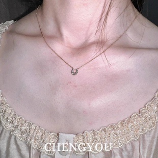 S925纯银极细马蹄扣项链女款2025新款高级感轻奢小众颈链锁骨链女