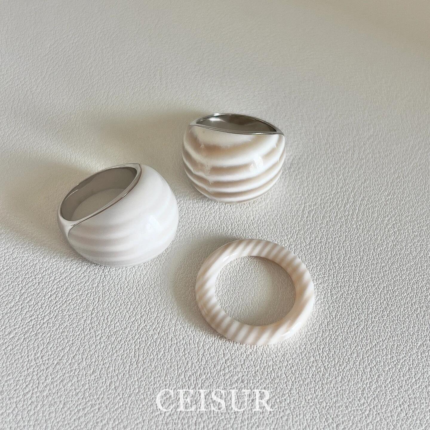 法式斑马纹滴油叠戴戒指