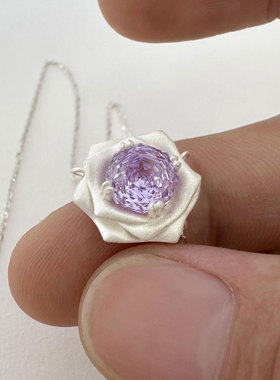 梦幻温柔紫烟花玫瑰项链