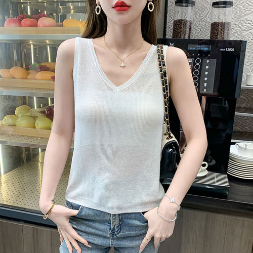 沁臣绒之恋新款纯棉麻吊带鸡心v领女式小背心黑色白色紫色绿色