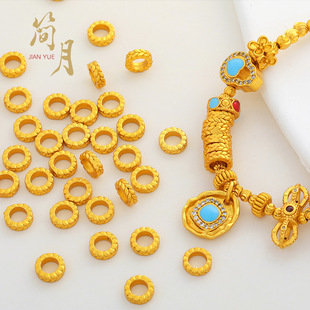 沙金饰品diy配件盘缠片通孔隔片麦穗纹不易掉色手链项链配饰散珠