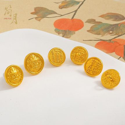 久不掉色沙金配件diy手串手链手工编绳黄财神锤纹扣头配饰品材料