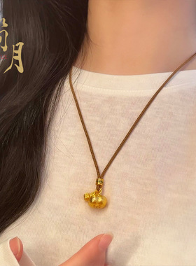 新中式国风好事花生吊坠项链女如意绳手编轻奢时尚气质百搭毛衣链