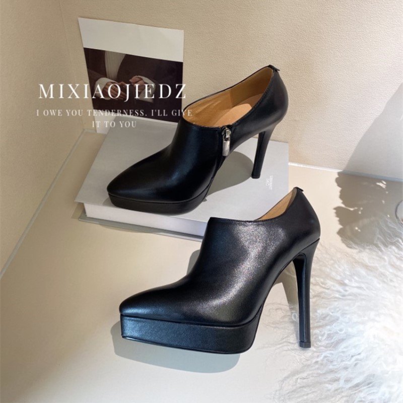 小个子防水台细跟深口单鞋